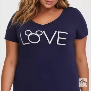 NWT torrid Disney Mickey Mouse Love Navy Blue Slim Fit Graphic Tee T-shirt Top